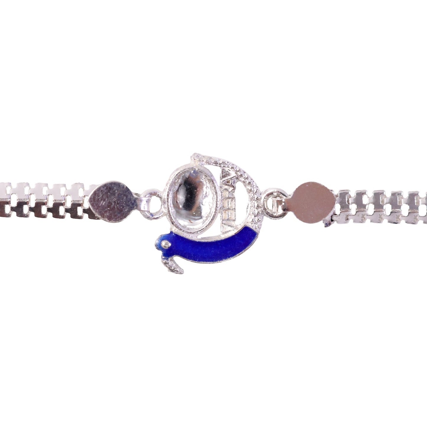 Peacock Rakhi Blue Enamel Silver Design for Brothers (10pcs)
