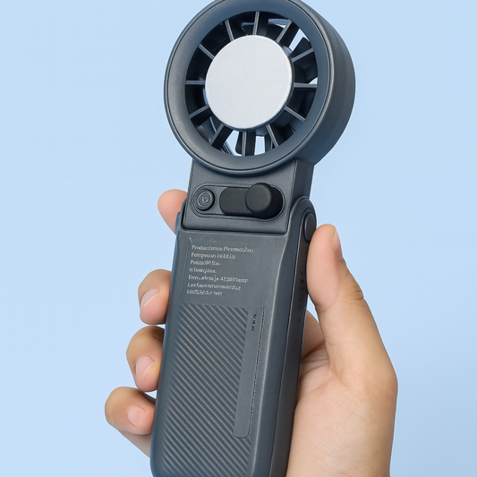 Rechargeable Handheld Electric Fan with Adjustable Speed – Portable USB Mini Fan for Travel, Office, and Home Use | Foldable Quiet Cooling Fan with Powerful Airflow (Matte Black)