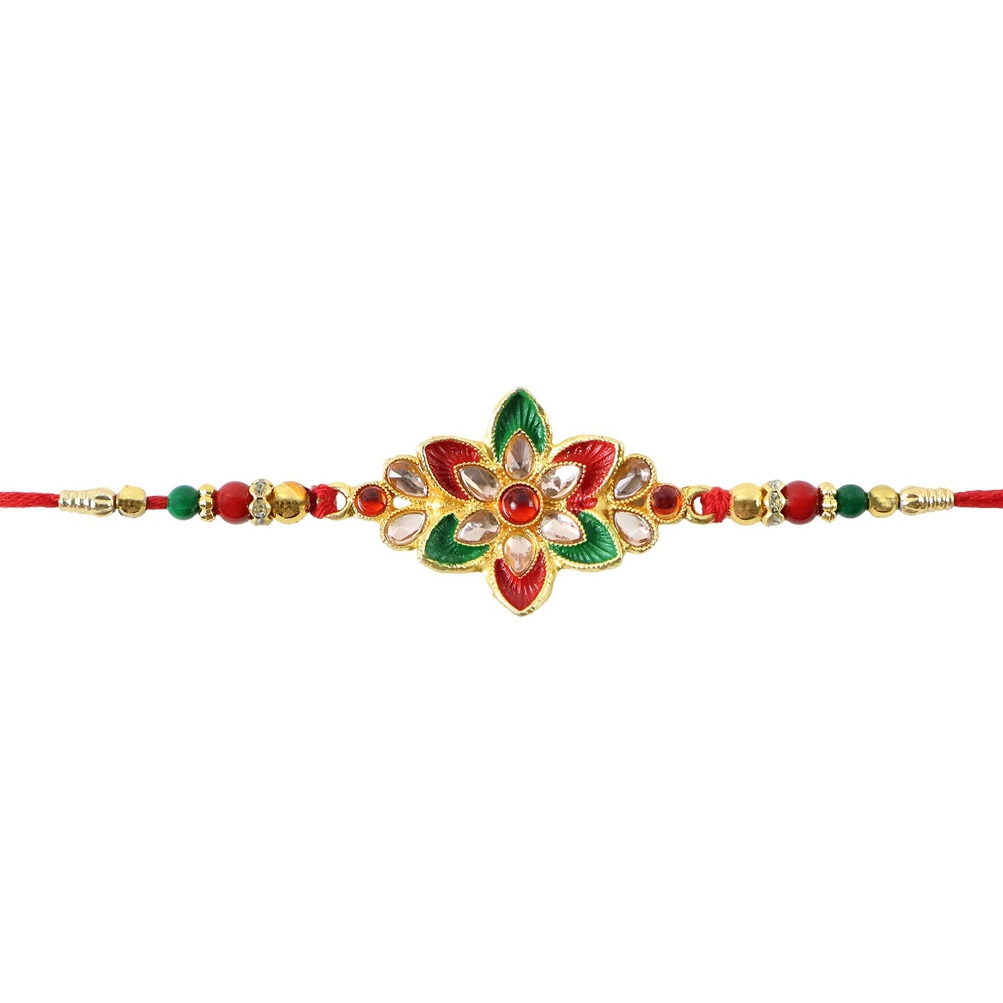 Floral Meena Stone Rakhi Design for Raksha Bandhan Celebration (10pcs)