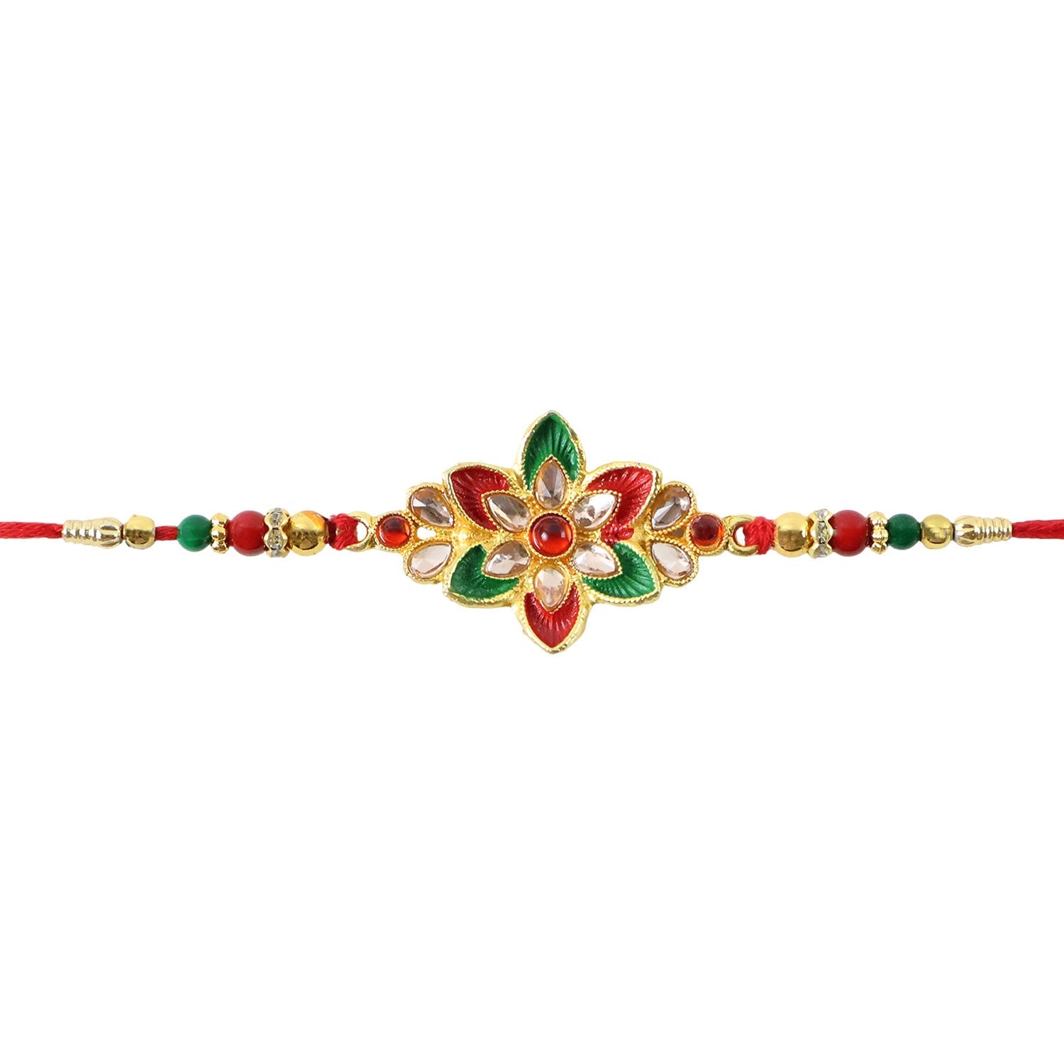 Floral Meena Stone Rakhi Design for Raksha Bandhan Celebration (5pcs)