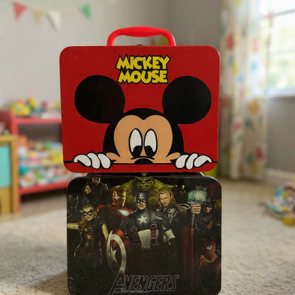 Kids Cartoon Metal Piggy Bank Coin Saving Box with Handle & Lock(Design may vary)