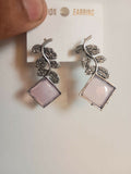 Premium Oxidised Peacock Design Pink Stone Stud Earrings with Pearl...