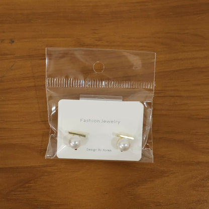 Elegant Pearl Bar Stud Earrings for Women | Minimal Gold Plated Korean Style Earrings | Daily Wear & Party Jewelry