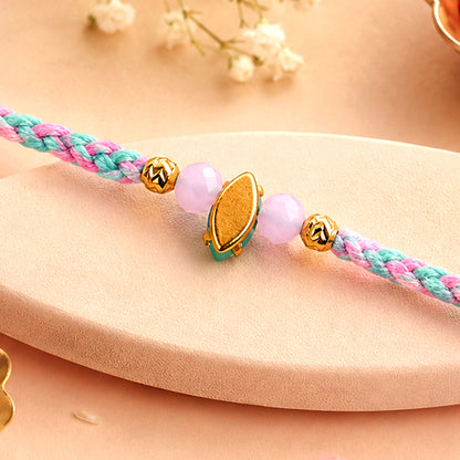 Beautiful Designer Rakhi with Studded Centre, Festive Beads and Raksha Bandhan Appeal