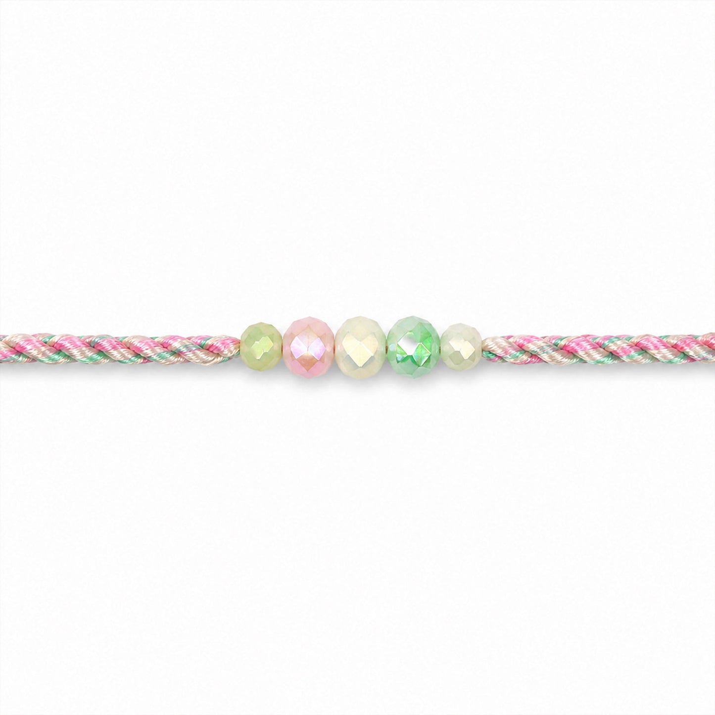 Pastel Pearl Bracelet Rakhi with Soft Pink Green Beads and Delicate Designer Beauty