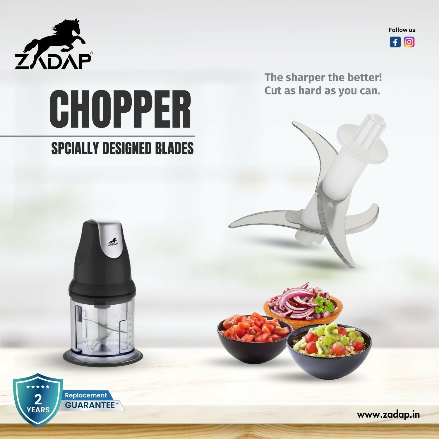 ZADAP Electric Chopper compact design on kitchen counter
