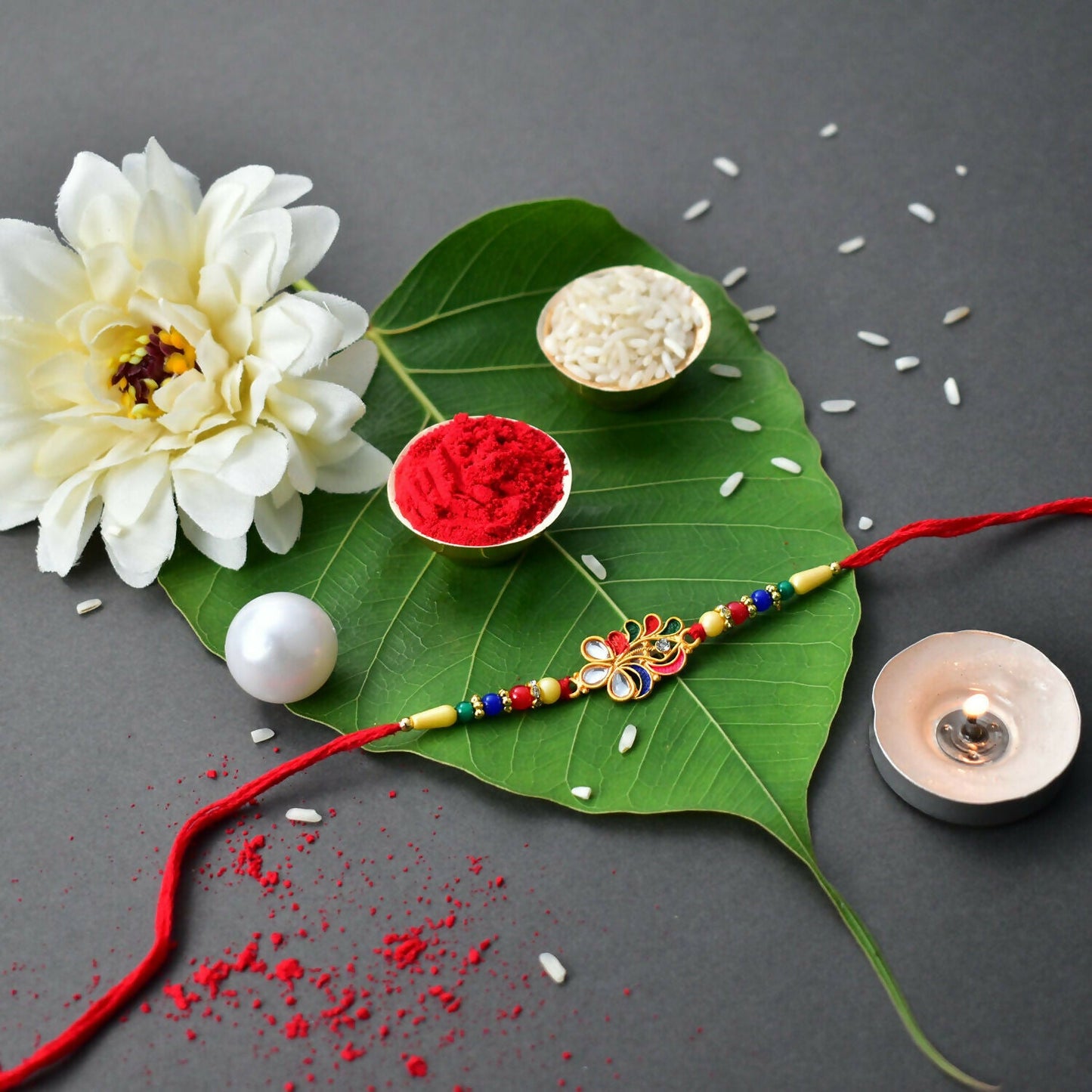 Peacock Feather Rakhi Elegant Multicolor Beads for Brother (10pcs)