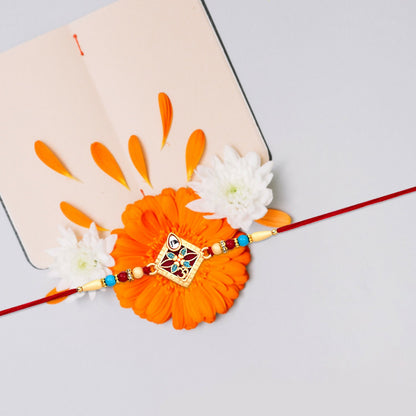 Diamond Shape Rakhi with Stone Embellishments and Beads (10pcs)
