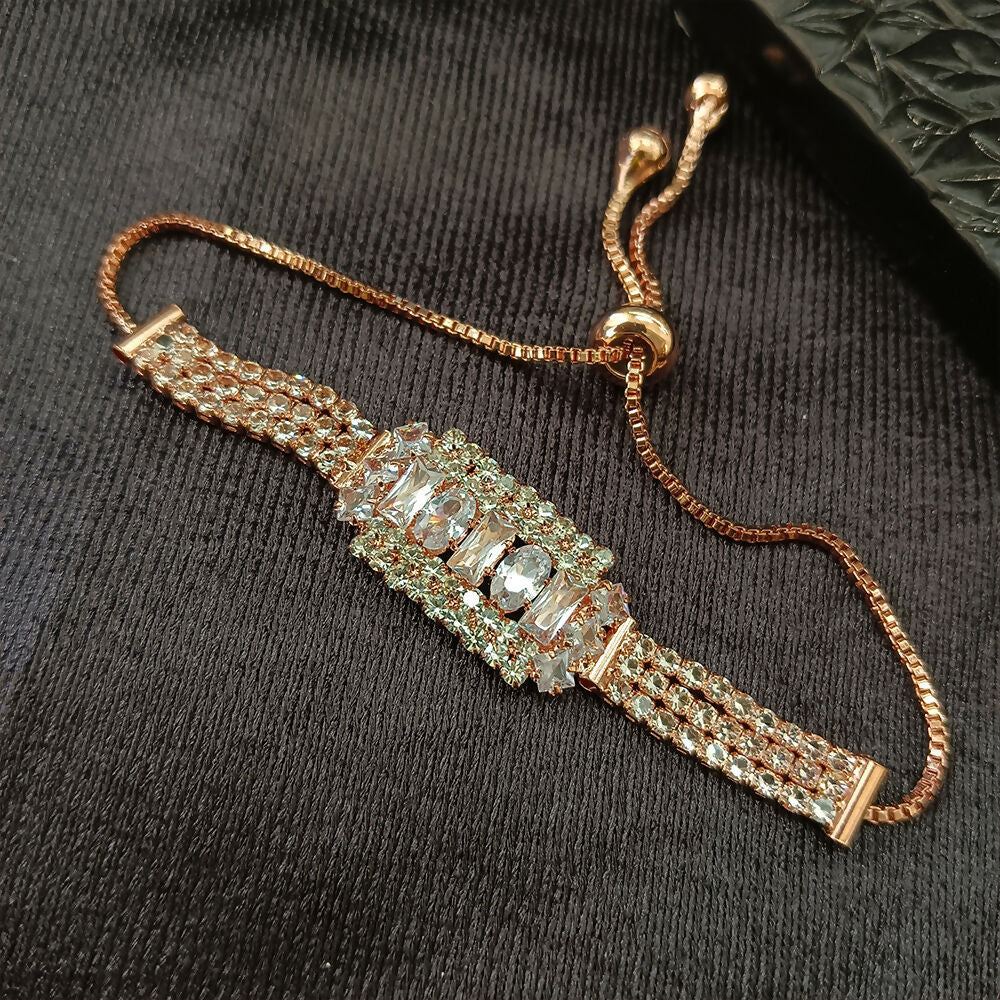 Rose Gold Plated Ad Stone Adjustable Bracelet