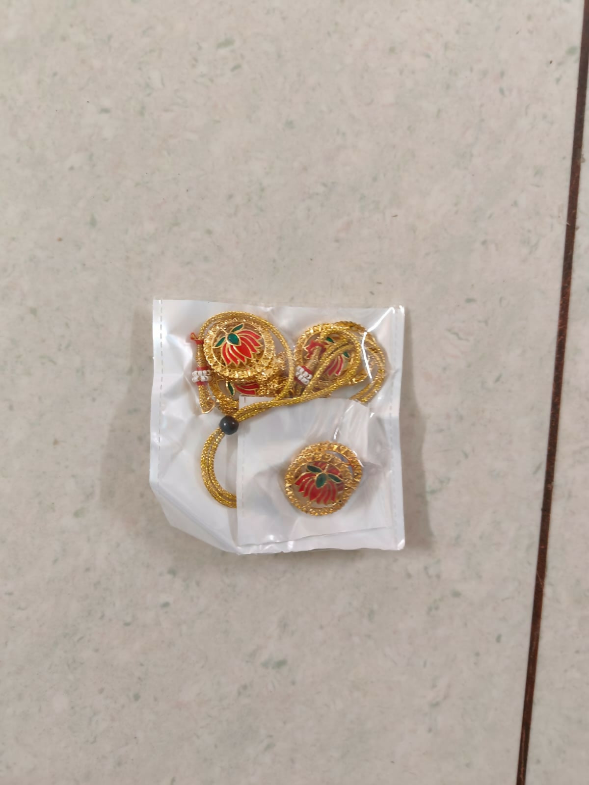 Bold R Gold-Tone Black Crystal & Pearl Choker Set