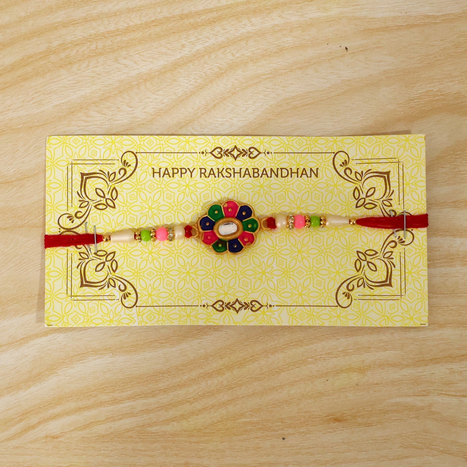 Multicolor Floral Stone Rakhi Elegant Designer Wrist Wear (10pcs)