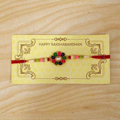 Multicolor Floral Stone Rakhi Elegant Designer Wrist Wear (10pcs)