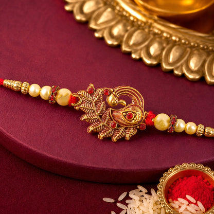 Peacock Rakhi Pearl Beads Festive Bracelet (10pcs)