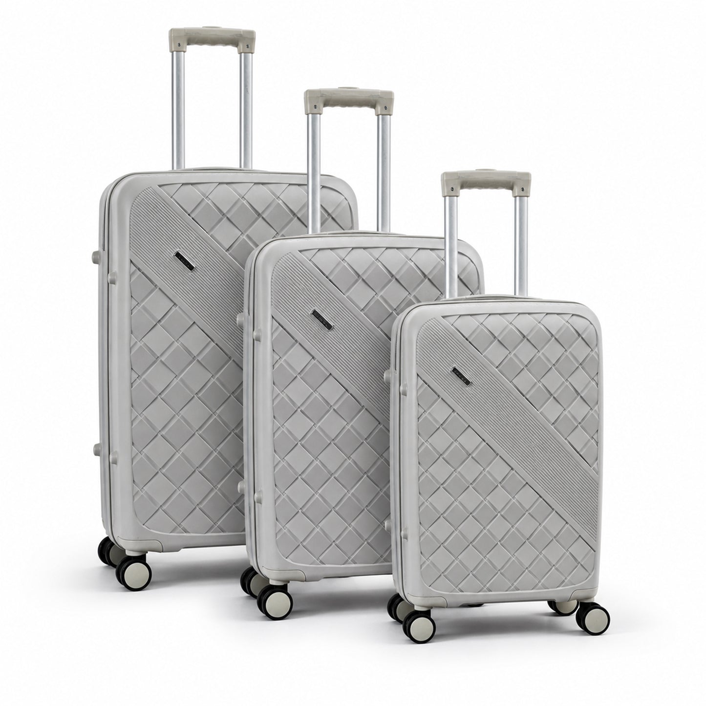 Beige Grey Premium Trolley Luggage with Spinner Wheels, Lock & Telescopic Handle