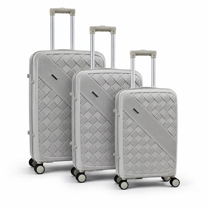 Beige Grey Premium Trolley Luggage with Spinner Wheels, Lock & Telescopic Handle