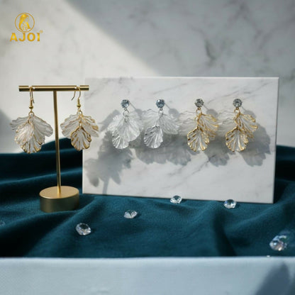 Transparent Leaf Design Drop Earrings Combo (3 Pair Set)