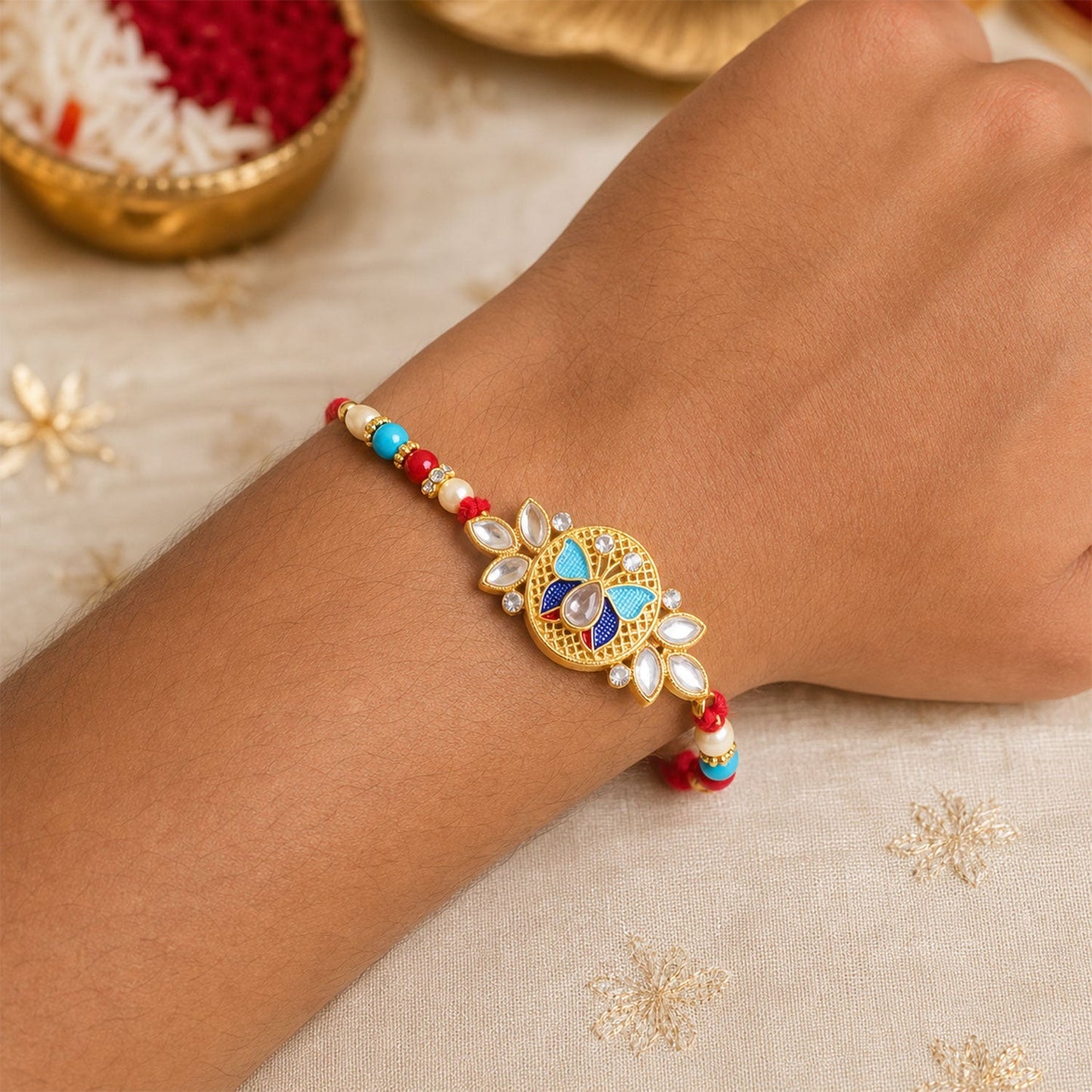 Butterfly Rakhi for Brother with Decorative Beads (5pcs)