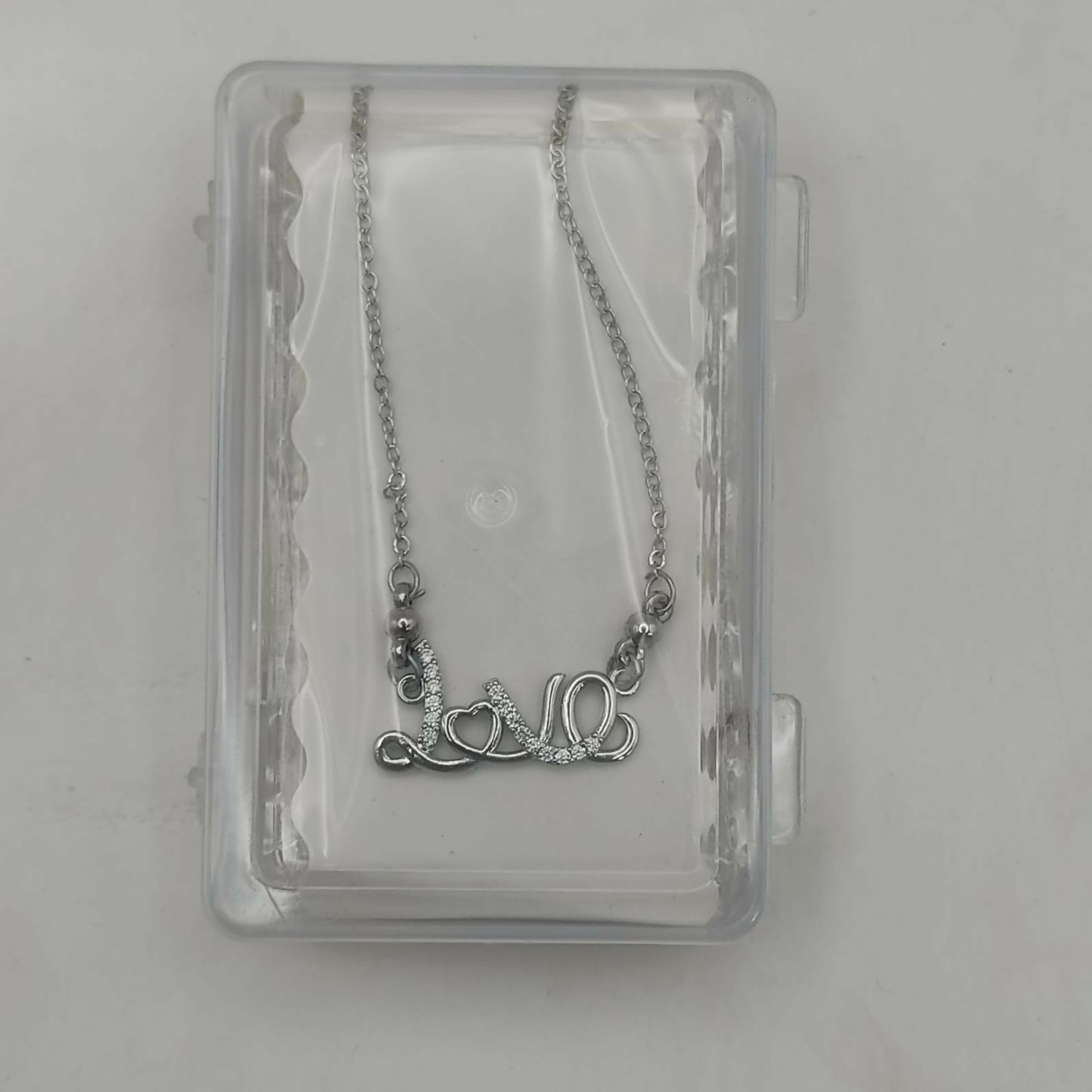 Elegant silver plated Love Script pendant necklace for women and girls