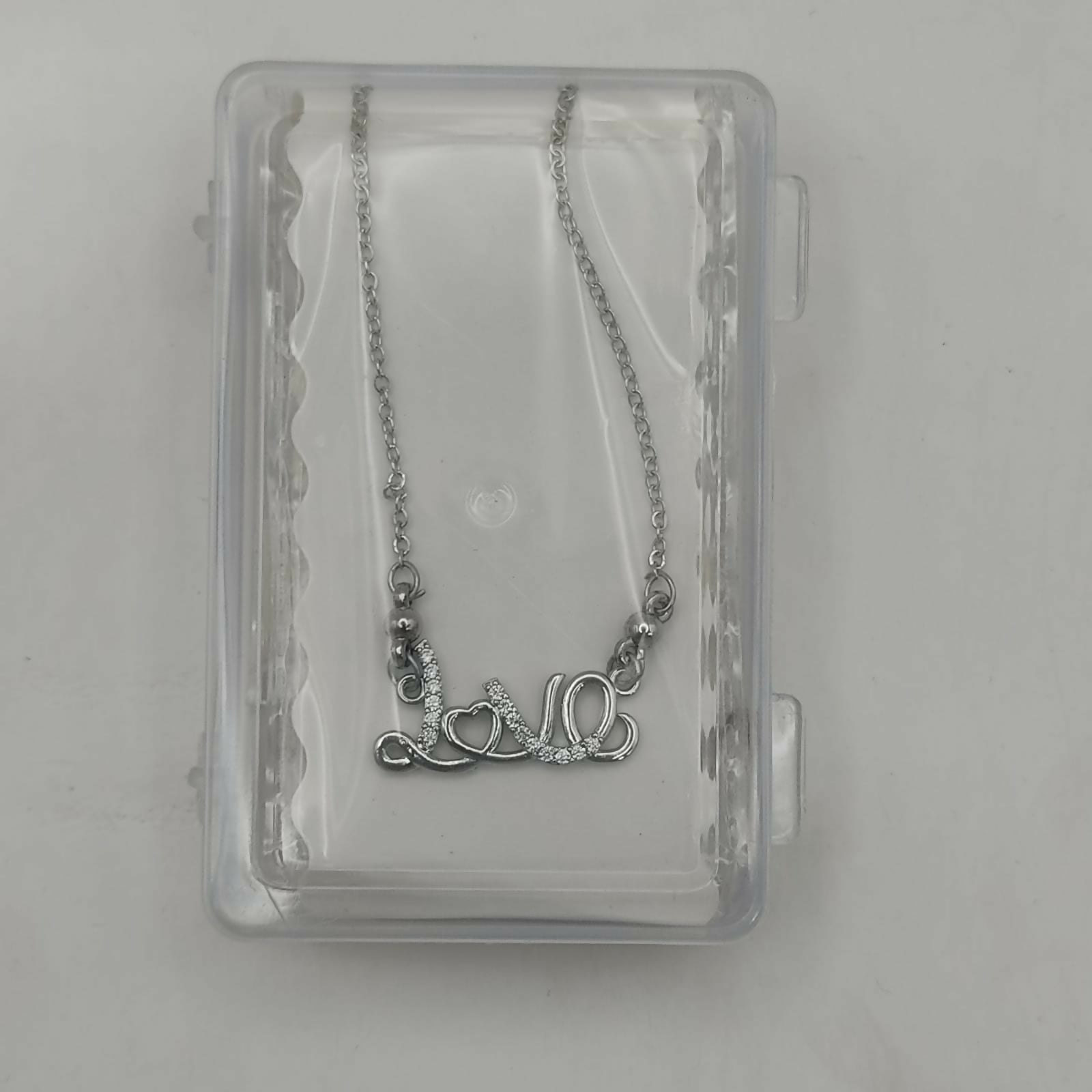 Elegant silver plated Love Script pendant necklace for women and girls