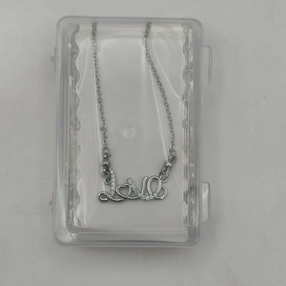 Elegant silver plated Love Script pendant necklace for women and girls