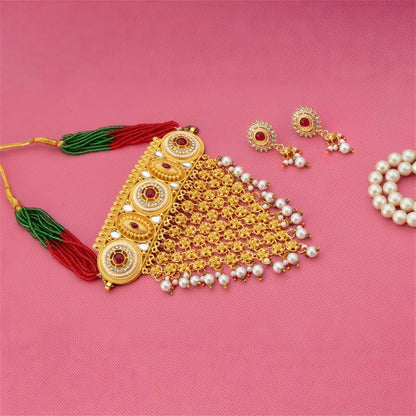 Rajasthani Borla Aad And Rajputi Poshak Jewellery Set with Earrings for Women & Girls
