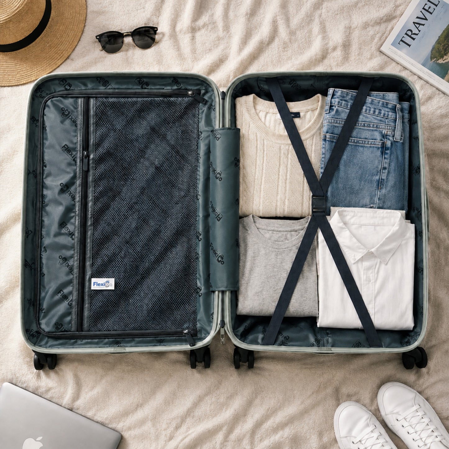 Quartz Grey Hard Shell Trolley Suitcase with 360° Wheels & TSA Lock for Easy Travel