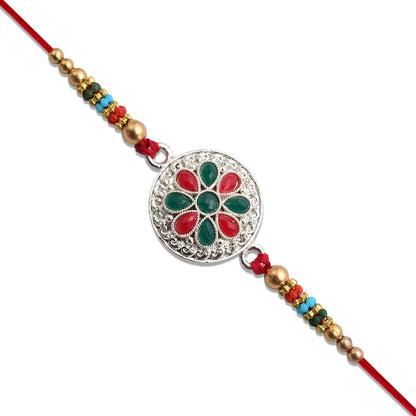Rakshabandhan Silver Plated Floral Rakhi Traditional & Elegant (5pcs)