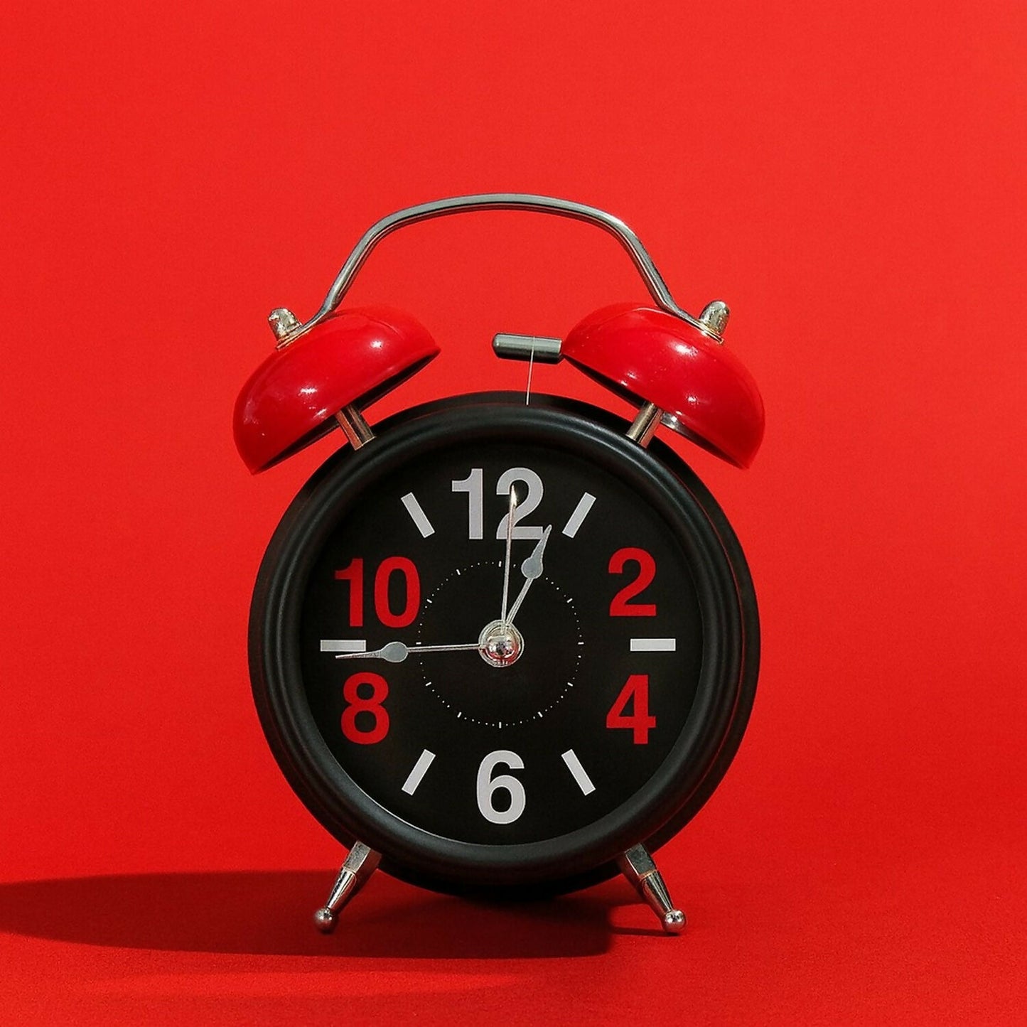 Vintage Twin Bell Alarm Clock with Loud Ring & Night Light, Red & Black