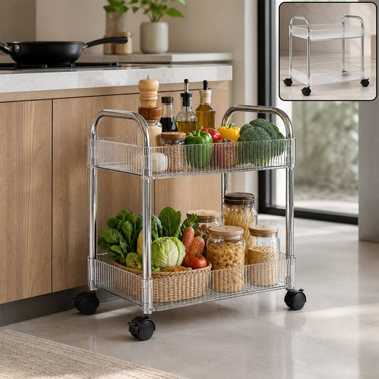 2 Layer Storage Trolley with Wheels – Compact & Movable Organizer