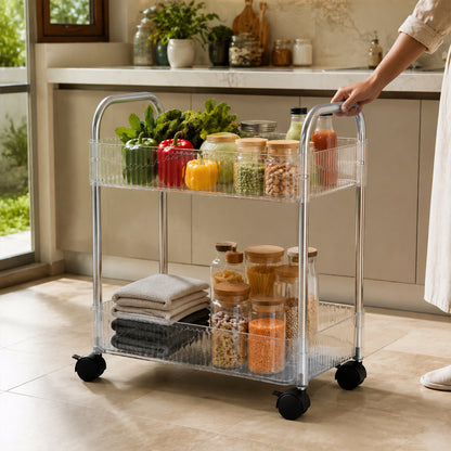 2 Layer Storage Trolley with Wheels – Compact & Movable Organizer