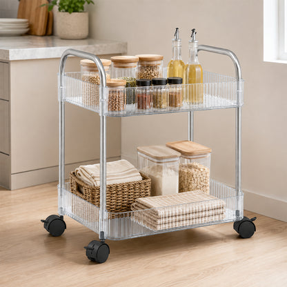 2 Layer Storage Trolley with Wheels – Compact & Movable Organizer