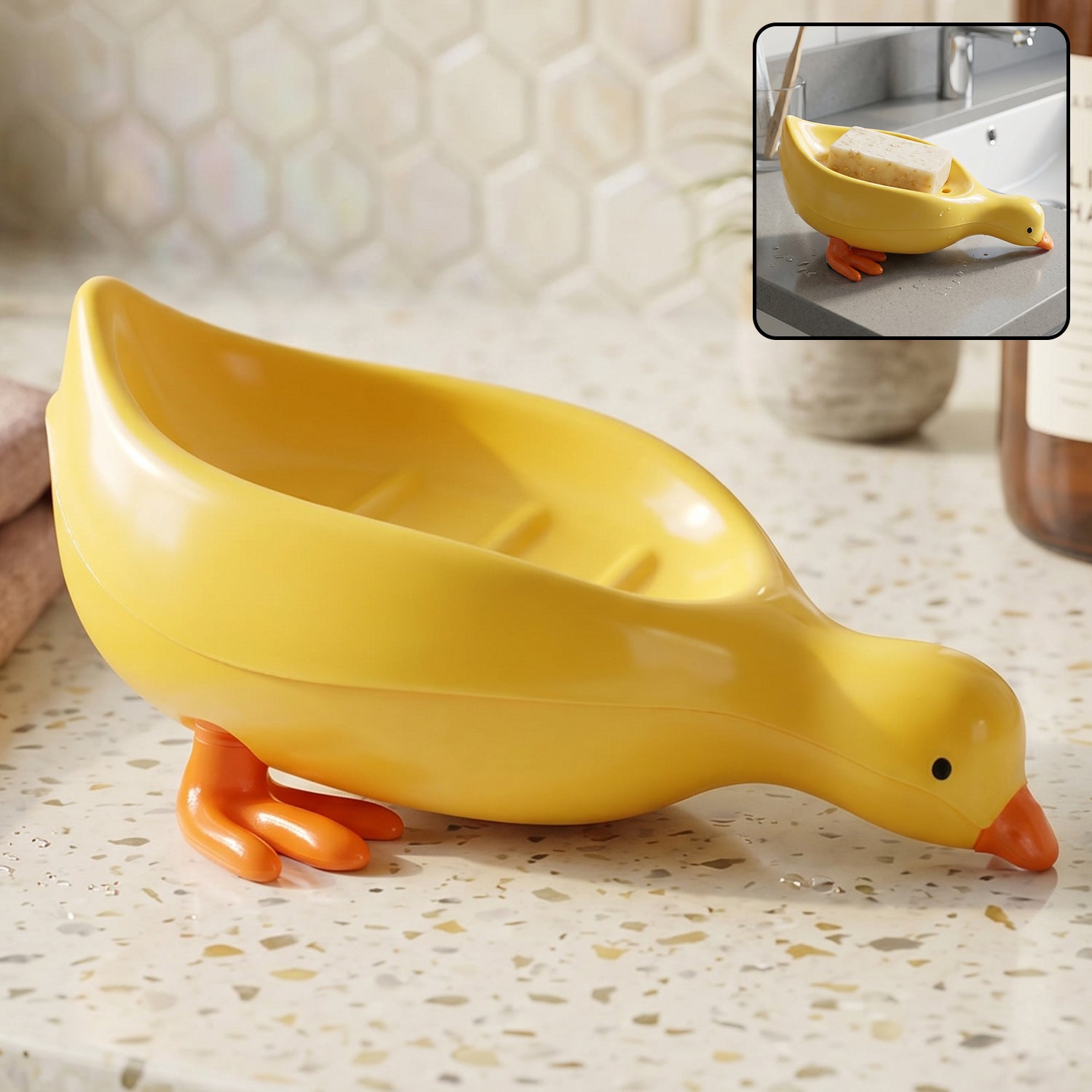 Main view of Cute Duck Shape Plastic Soap Holder Box