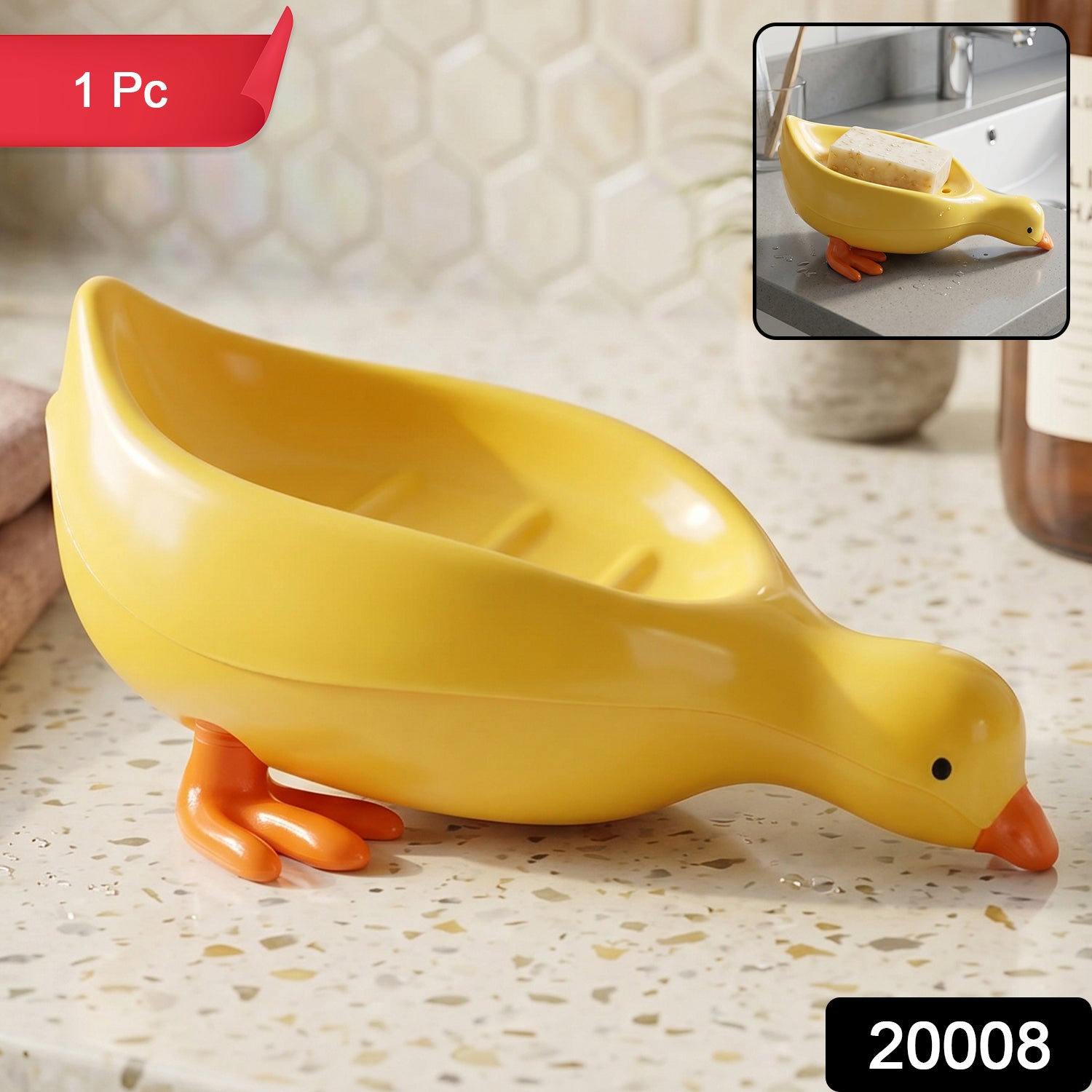 Duck Shape Soap Dish Tray for Kids Bathroom
