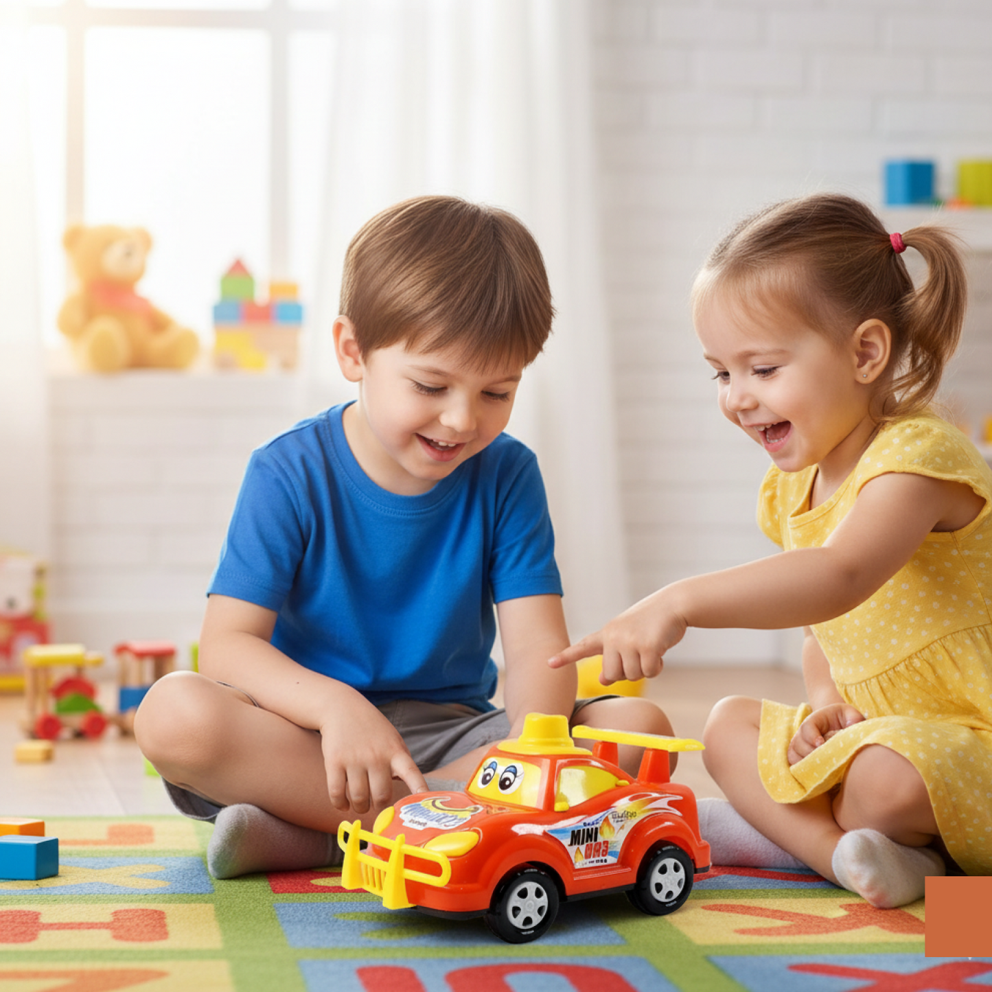 Funwoods Friction-Powered Cartoon Racing Car Toy - (1 Pc)