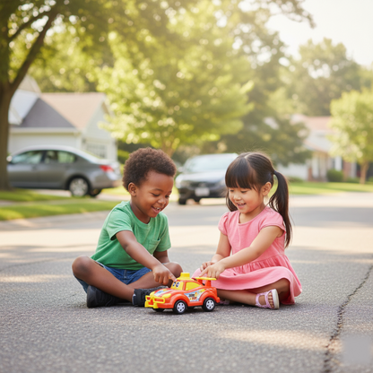 Funwoods Friction-Powered Cartoon Racing Car Toy - (1 Pc)