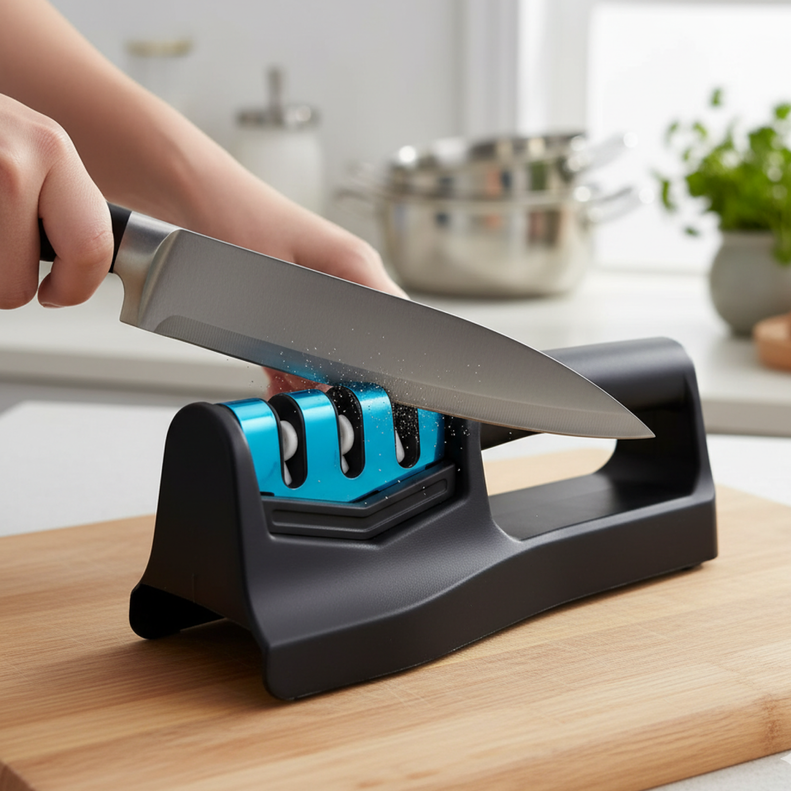 Kitchen Knife Sharpener – Handheld for Chefs & Serrated Knives (1 Pc, Chopper Not Included)