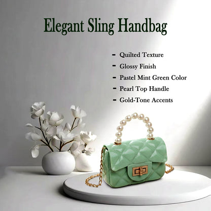 Elegant Quilted Mini Handheld & Sling Fashion Handbag (1 PC)