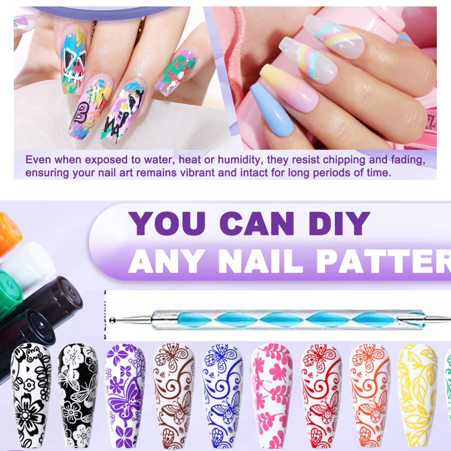 Nail Art Point Pen and Set Used by Women's for Their Fashion Purposes (Pack of 5Pcs)