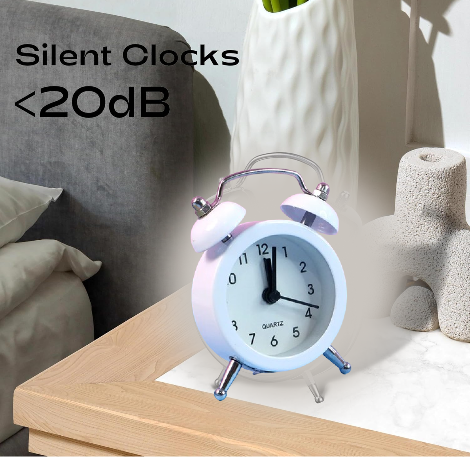 Small Twin-Bell Analog Alarm Clock - (1 Pc)