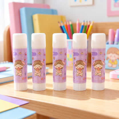 Solid Glue Stick Pack of 5 – Cartoon Design, Mess-Free Adhesive showcase