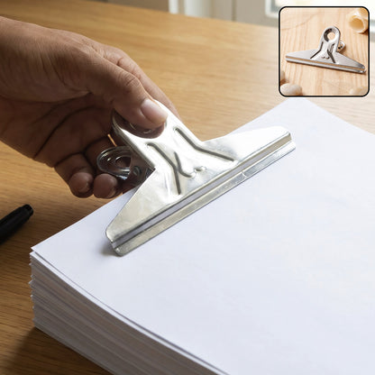 Metal paper binder bulldog clip for documents