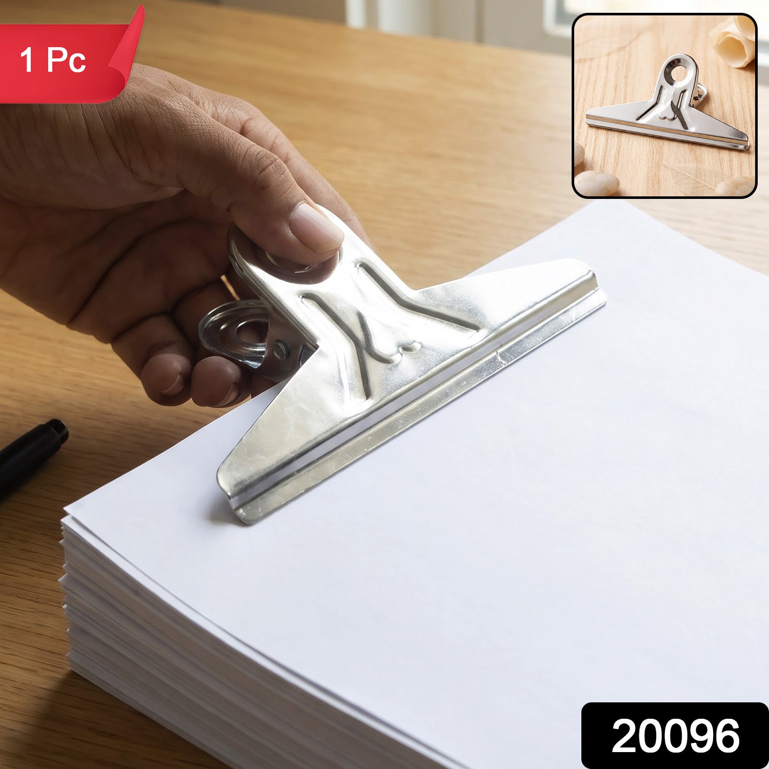 Metal paper binder clip view 2