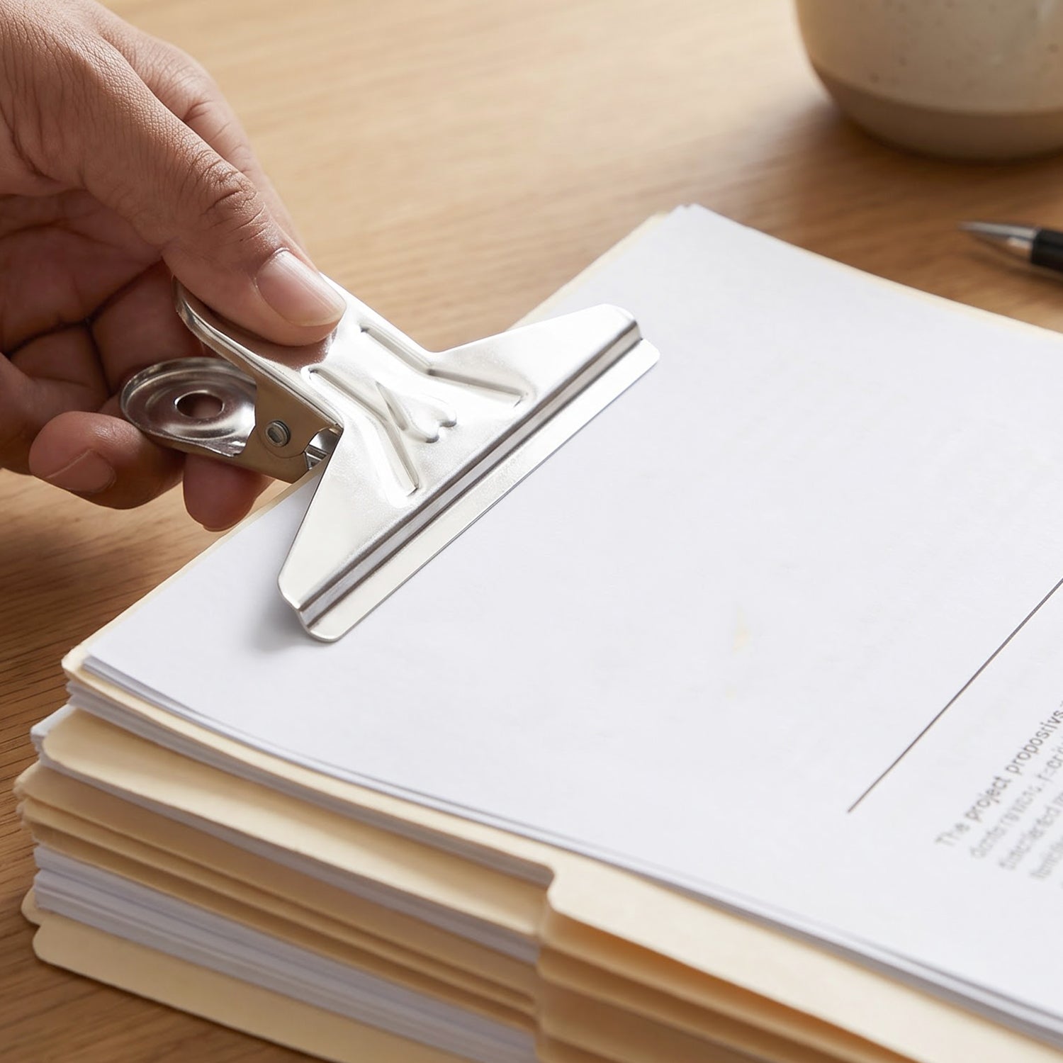Metal paper binder clip view 7