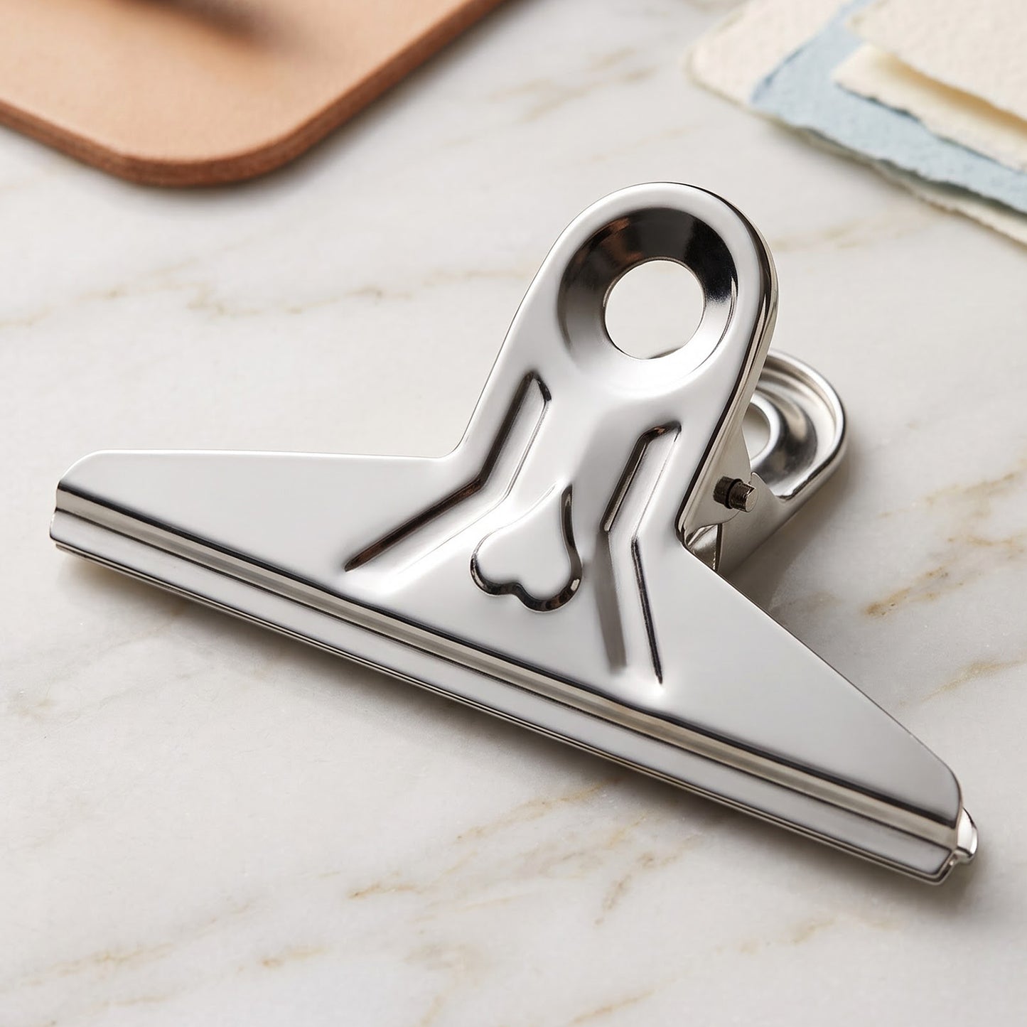 Metal paper binder clip view 8