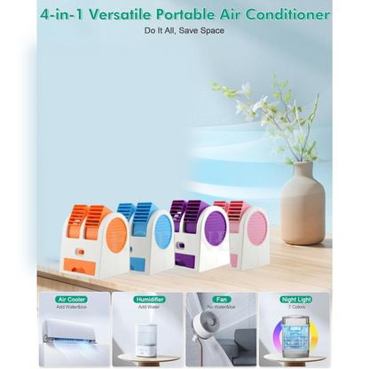 Mini air conditioner uses USB or battery power options
