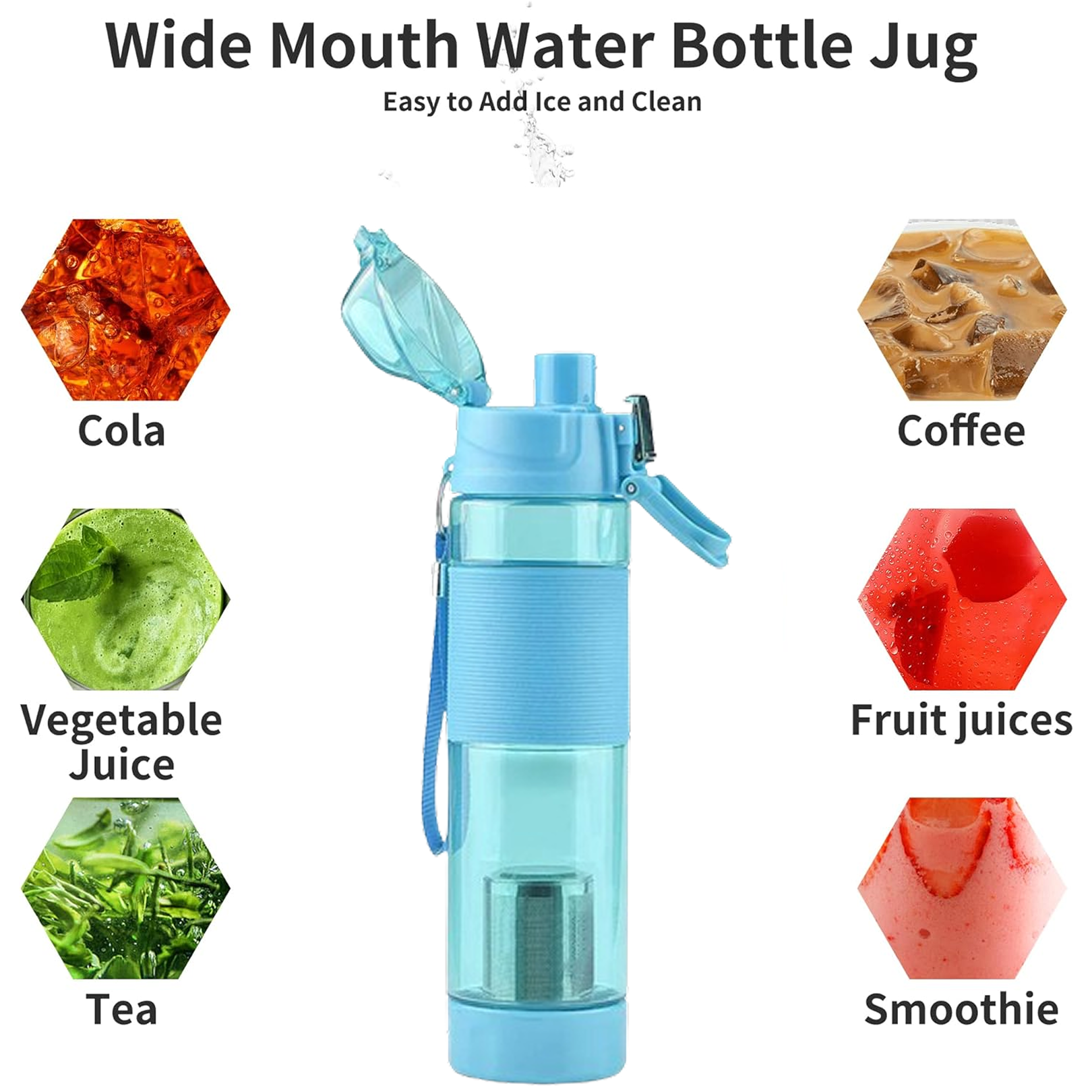 Alkaline Water Bottle, with Food Grade Plastic, Stylish and Portable (Particulates not included)