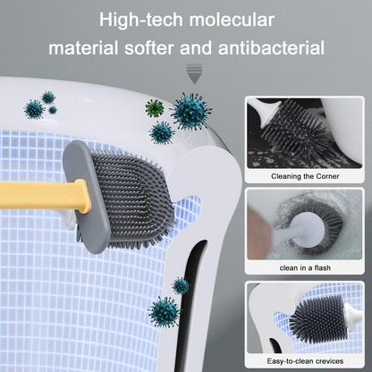 सिलिकॉन टॉयलेट ब्रश / लचीला नरम ब्रिस्टल ब्रश त्वरित सूखी धारक सफाई ब्रश के साथ शौचालय सहायक उपकरण के लिए (बॉक्स के बिना)