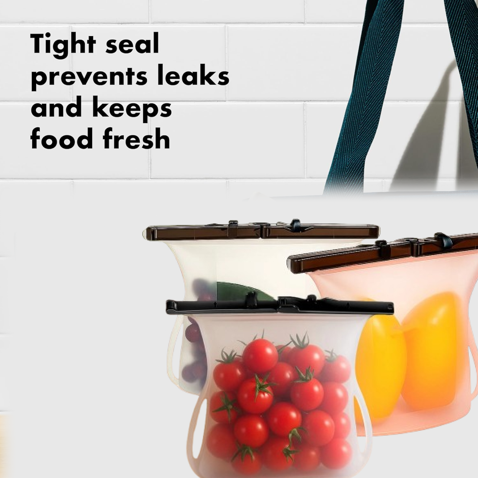 पर्यावरण अनुकूल खाद्य भंडारण: पुन: प्रयोज्य सिलिकॉन बैग (3-पैक) - रिसाव रहित और सुरक्षित