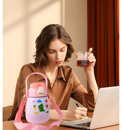 Customize Stainless Steel Vacuum Insulated Water Bottle with Handle & Sticker (700 ML)