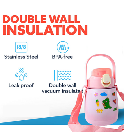 Customize Stainless Steel Vacuum Insulated Water Bottle with Handle & Sticker (700 ML)